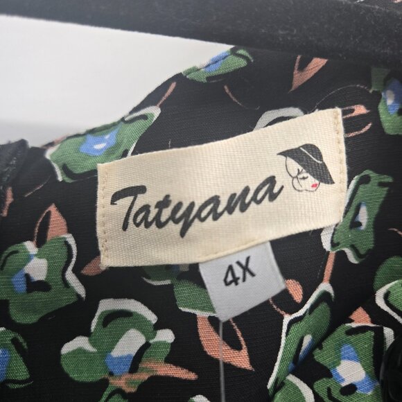 Tatyana Black Green Sierra Rayon/Linen Short Sleeved Front Pocket Midi Dress 4xl - Picture 8 of 12